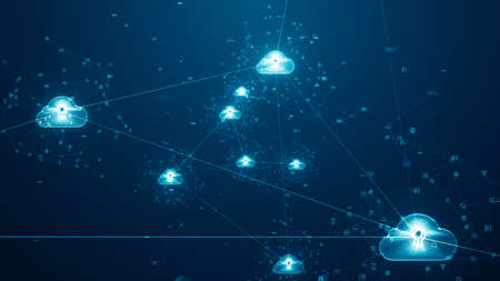 Cloud computing and Big data concept. 5G connectivity of digital data and futuristic information. Abstract hi-speed internet of things IOT  big data cloud computing.の写真素材