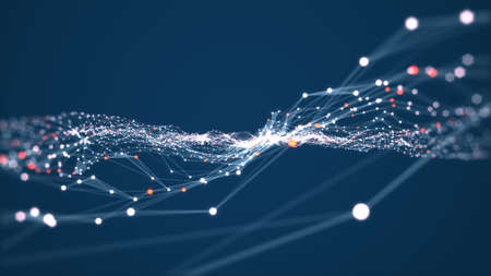Technology connection digital data and big data concept. Abstract lines and dots connect background....