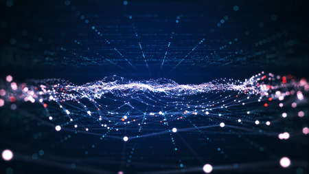 Technology connection digital data and big data concept. Abstract lines and dots connect background. futuristic shape. Computer-generated abstract background. 3D rendering.の写真素材