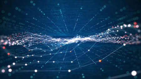 Technology connection digital data and big data concept. Abstract lines and dots connect background. futuristic shape. Computer-generated abstract background. 3D rendering.の写真素材
