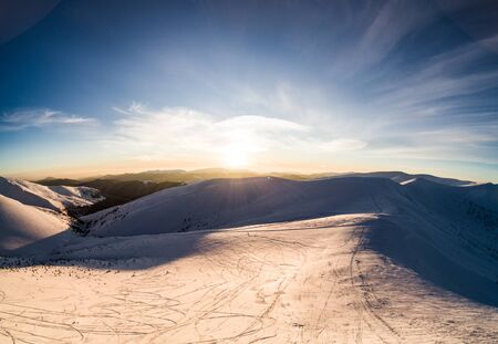 Top view of mesmerizing view of the ski slope