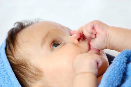 Close-up of a little four month old girl