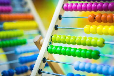Childrens wooden multi-colored toy. Eco-friendly development toysの写真素材