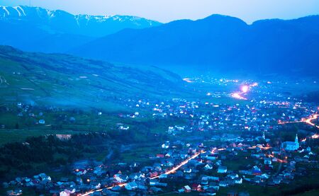Mesmerizing landscape of night villageの写真素材
