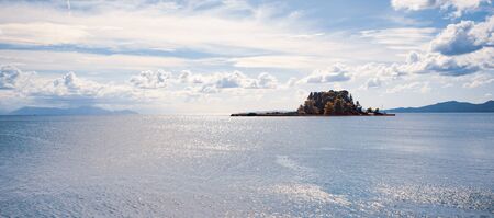 Kerkyra green bay with crystal clear water, big stones on Corfu island, Greece. Beautiful landscape...