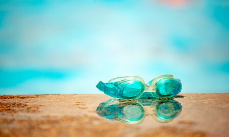 Waterproof childrens swimming gogglesの写真素材