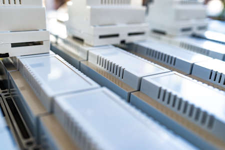 Universal plastic cases for the manufacture of serial radio-electronic products. Plastic case for mounting on DIN rail. Concept of strategic civil and military equipmentの写真素材