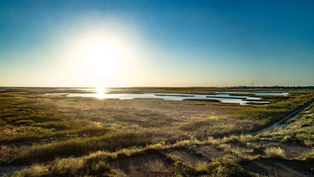 Unusual Islands on Lake Sivash, top view, drone cameraの写真素材