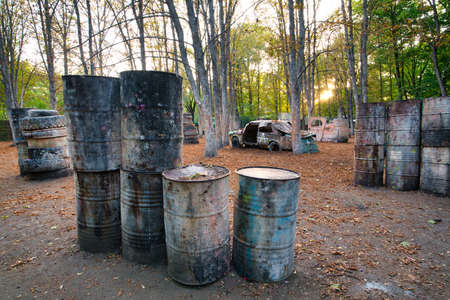 Lots of old round barrels in the paintball base
