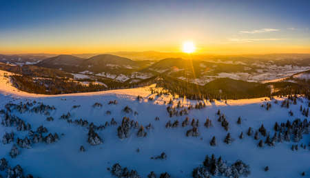 Aerial winter view of mesmerizing picturesque landscapeの写真素材