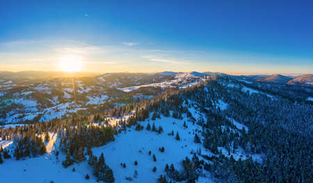 Aerial winter view of mesmerizing picturesque landscapeの写真素材