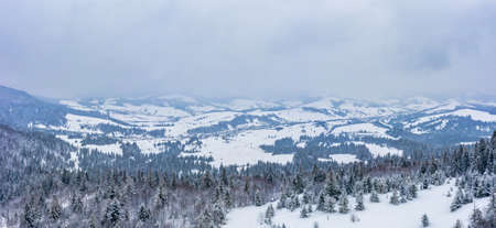 Aerial view of the mystical landscape of a winterの写真素材