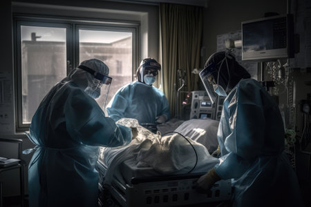A photograph of a scientific team in personal protective equipment caring for a unidentified object....