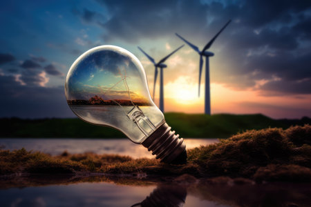 This photograph represents the development of alternative energy sources and energy efficiency. It...