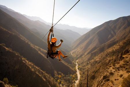 A team of climbers at the top of a high mountain in the light of the setting sun.の素材