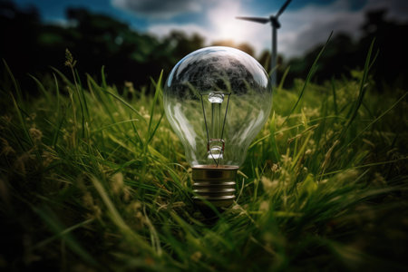 This photograph represents the development of alternative energy sources and energy efficiency. It captures the idea of a sustainable and eco-friendly future, where renewable energy sources are widely used and prioritized for their positive impact on the environment. Generative AIの素材