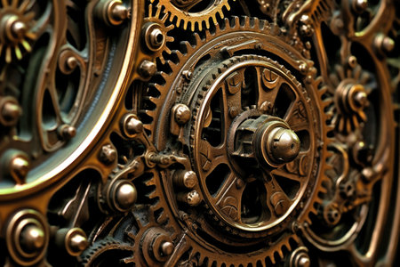 The combination of mechanical textures and atmospheric tones. Generative AIの素材