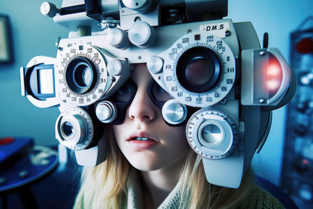 Moderm computerized eye examination. Generative AIの素材