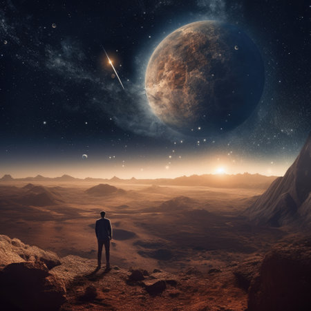 A beautiful photo showcasing the wonder and vastness of space exploration and the quest for understanding the mysteries of the universe. Generative AIの素材