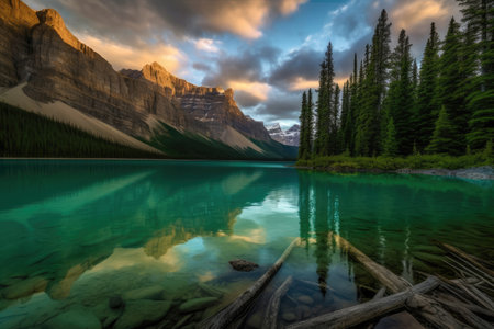 A beautiful natural background that captures the essence of the great outdoors, with vibrant colors and textures of nature. From majestic mountains to tranquil lakes, the photo showcases the beauty of the natural world. Generative AIの素材