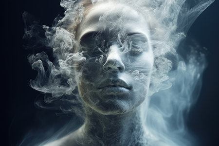 Magnetic powder to create fluid forms, with recognizable faces and figures subtly emerging from the composition. Generated AIの素材