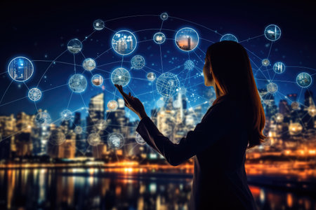 World of contactless technologies and the Internet of Things. The image captures the essence of modern technology and innovation. Generative AIの素材