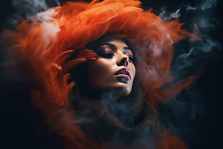 Portrait of a beautiful young woman, transporting viewers to a world of fantasy and beauty. The composition is meticulously crafted, creating a visually stunning image that evokes a sense of wonder and awe. Generated AIの素材