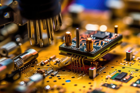 This captivating image showcases a nanobot, a revolutionary robot designed for neuroscience surgery, using advanced technology, and a sleek metallic design. Generative AIの素材