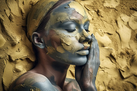 Essence of camouflage cosmetics, where the art of makeup seamlessly blends with the concept of concealment. Generated AIの素材