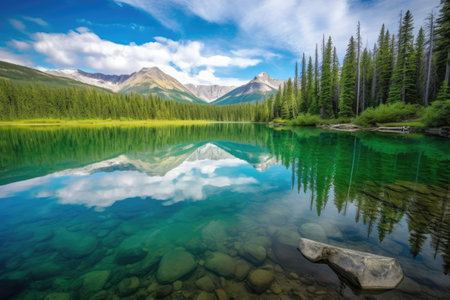 A beautiful natural background that captures the essence of the great outdoors, with vibrant colors and textures of nature. From majestic mountains to tranquil lakes, the photo showcases the beauty of the natural world. Generative AIの素材