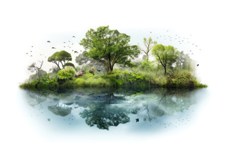 A realistic photograph showcasing the beauty of nature and the importance of preserving the environment for sustainable development. Generative AIの素材