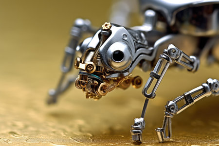 This captivating image showcases a nanobot, a revolutionary robot designed for neuroscience surgery, using advanced technology, and a sleek metallic design. Generative AIの素材