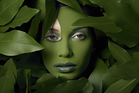 Essence of camouflage cosmetics, where the art of makeup seamlessly blends with the concept of concealment. Generated AIの素材