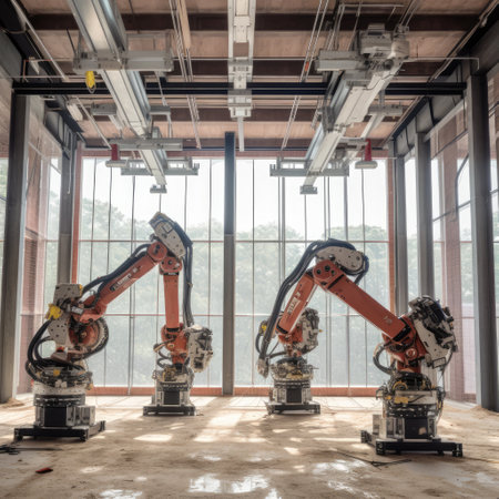 This beautiful photo captures a group of robots working together to build a new skyscraper. From welding and riveting to laying bricks and installing glass, these robots can handle the toughest construction tasks with ease. Generative AIの素材