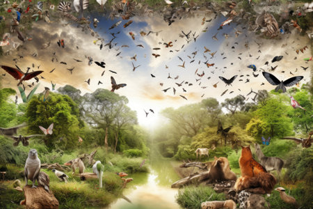 A realistic photograph showcasing the beauty of nature and the importance of preserving the environment for sustainable development. Generative AIの素材