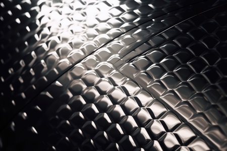 A stunning photo of a metallic background that is sleek and modern. The shiny metal reflects the light beautifully, adding depth and dimension to the image. The metallic texture is eye-catching and perfect for creating an industrial or futuristic feel. Generative AIの素材