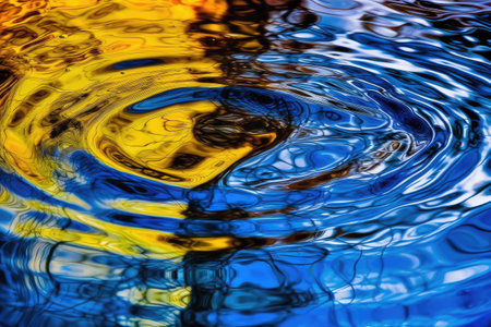 This is a stunning photo of an unusual water background that captivates the eye with its unique shapes, colors, and textures. The water seems to be alive, creating an otherworldly and mesmerizing atmosphere. Generative AIの素材