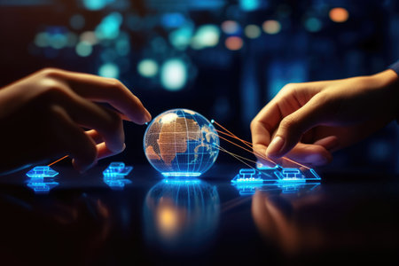World of contactless technologies and the Internet of Things. The image captures the essence of modern technology and innovation. Generative AIの素材