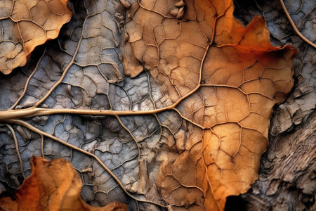 The close-up perspective reveals the mesmerizing textures of leaves, flowers, stones, and other natural elements. The soft lighting and gentle shadows enhance the depth and dimension of the textures, evoking a sense of tranquility and connection to the natural world. Generative AIの素材