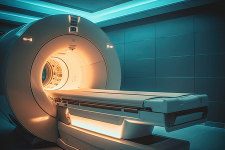 Magnetic resonance imaging (MRI) machine, showcasing the advanced technology and equipment used for diagnostic purposes. Generative AIの素材