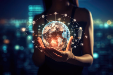 World of contactless technologies and the Internet of Things. The image captures the essence of modern technology and innovation. Generative AIの素材