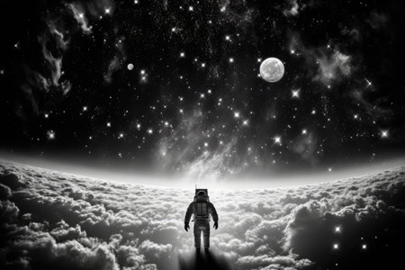 A beautiful photo showcasing the wonder and vastness of space exploration and the quest for understanding the mysteries of the universe. Generative AIの素材