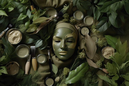 Essence of camouflage cosmetics, where the art of makeup seamlessly blends with the concept of concealment. Generated AIの素材