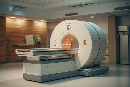 Magnetic resonance imaging (MRI) machine, showcasing the advanced technology and equipment used for diagnostic purposes. Generative AIの素材