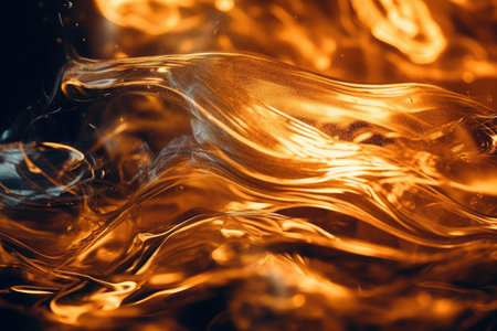 Realistic photograph with a metal background and flames reflecting off its surface. The flames are bright and intense, casting flickering shadows across the metal texture. Gnerative AIの素材