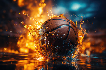 Through the power of Generative AI, this image captures the essence of the game in a unique and captivating way. The vibrant colors and detailed composition bring the intensity and excitement of basketball to life, while the unusual angle adds an element of surprise.の素材
