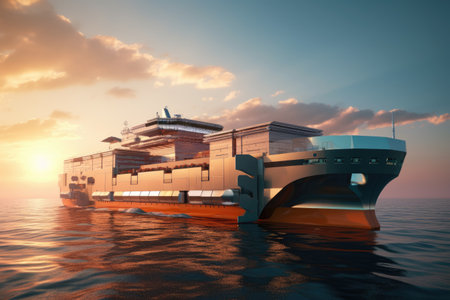 Futuristic cargo ship of the future.の素材