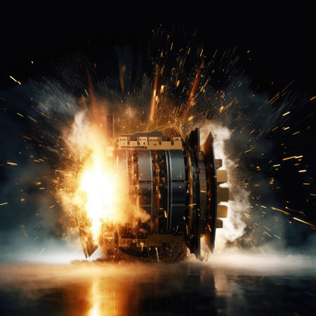 Computer components undergoing intense overclocking and overheating. Generative AIの素材