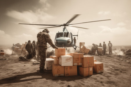 A heartwarming and uplifting concept of humanitarian aid, representing global compassion and support.の素材