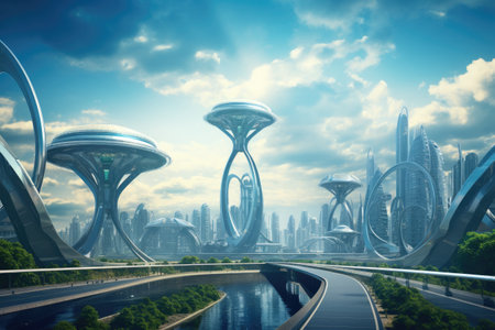 Futuristic environmentally friendly power plant of the future, Revolutionizing Energy Systems with Full Automation. Efficiency and Comfort of Fully Automated Modern Energy Systemsの素材